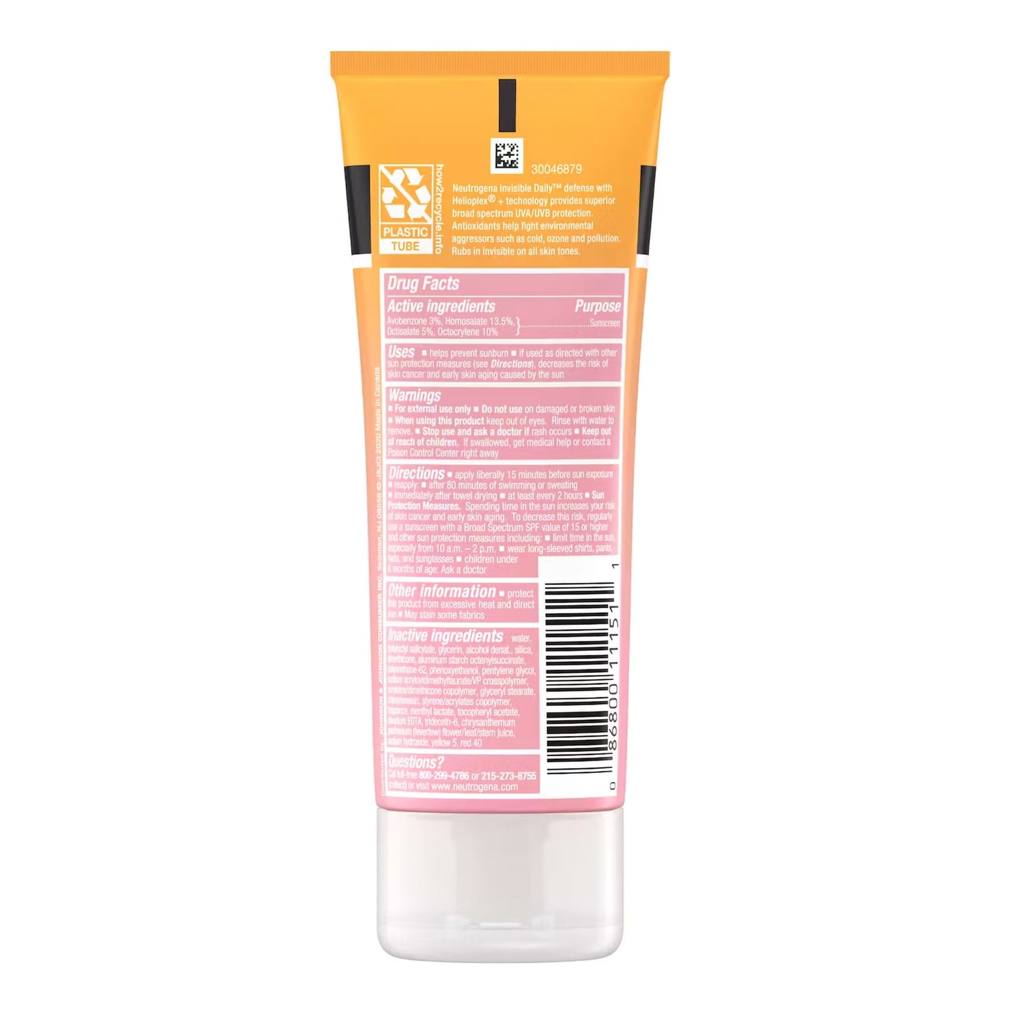 Sunscreen Neutrogena® Invisible Daily Defense SPF 60 Lotion 3 oz. Tube
