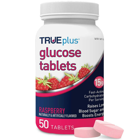 Trividia Health Inc P1H01RS-50 TRUEplus Raspberry Glucose Supplement
