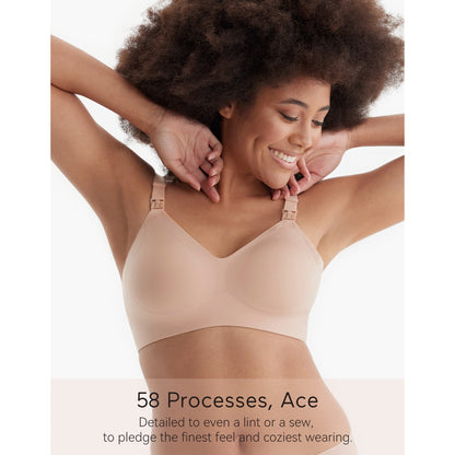 Nursing Bra Momcozy 34 to 36 Inch Chest Medium Beige Back Hook and Eye Closure