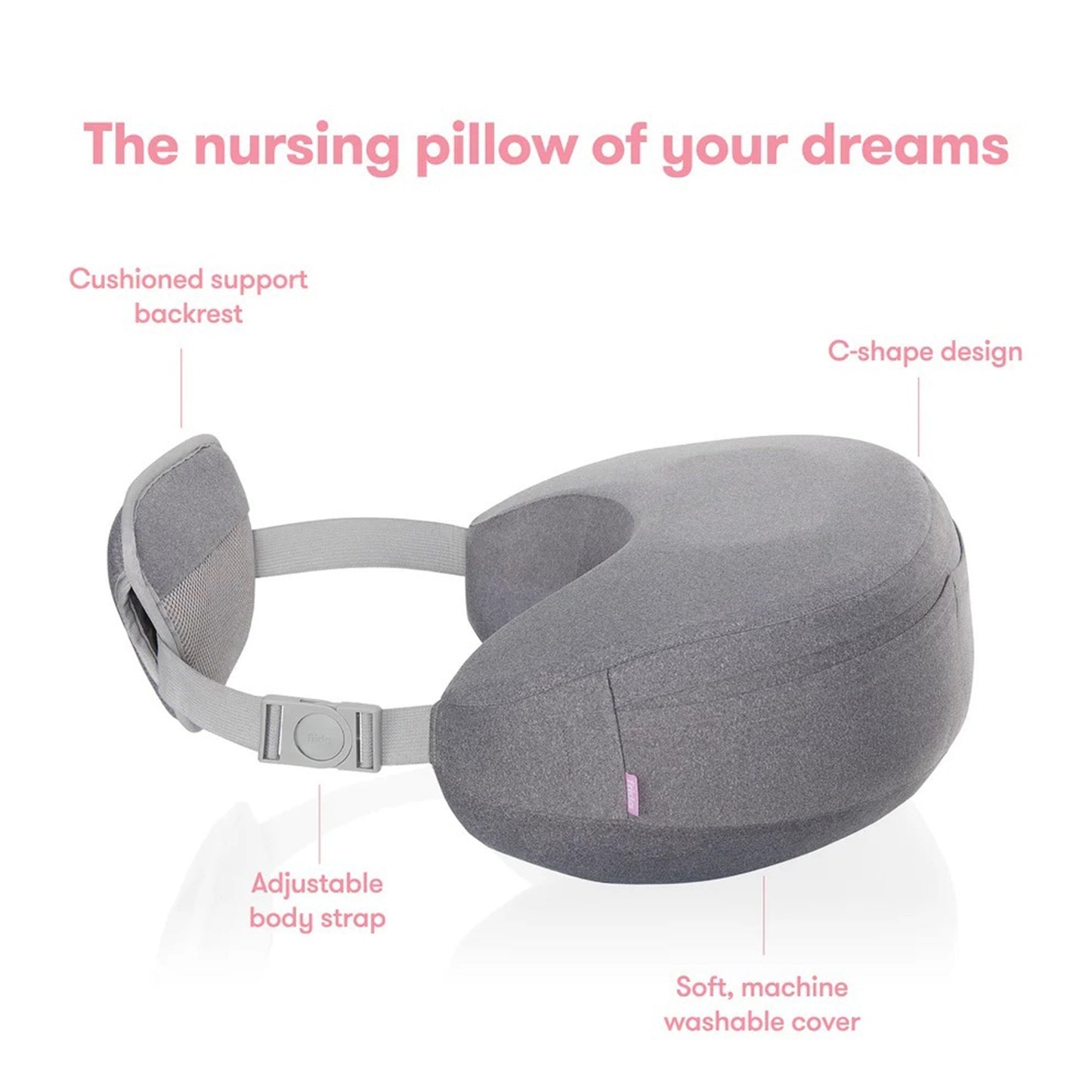 Nursing Pillow Frida Firn to Soft Gray Reusable