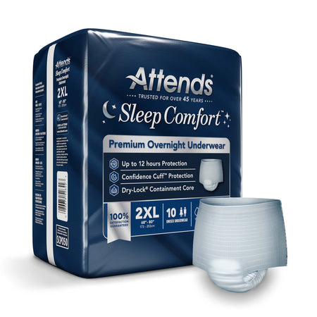 Attends SCPO50 Sleep Comfort Premium Overnight Underwear, 2X-Large, 68 – 80 Inches