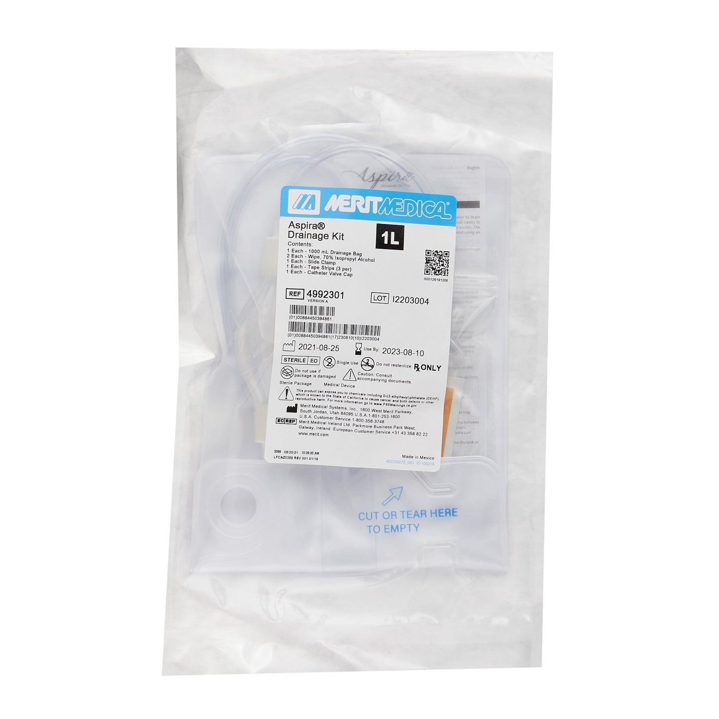 Merit Medical 4992301 Aspira Drain Bag, 1000 mL