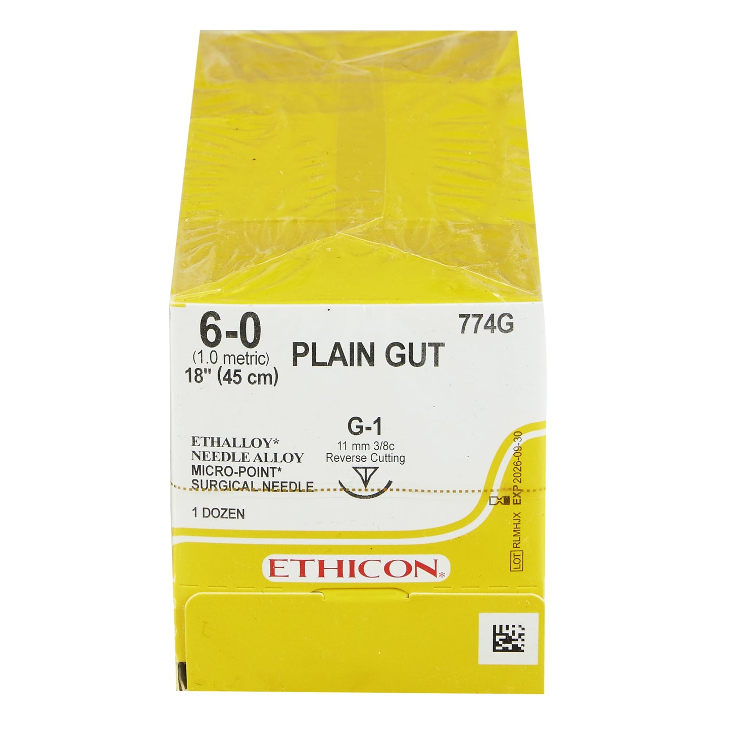 Absorbable Suture with Needle GUT PLAIN Plain Gut G-1 3/8 Circle Precision Reverse Cutting Needle Size 6-0 Monofilament