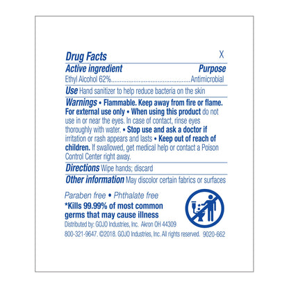 Purell Hand Sanitizing Wipe, Ethyl Alcohol