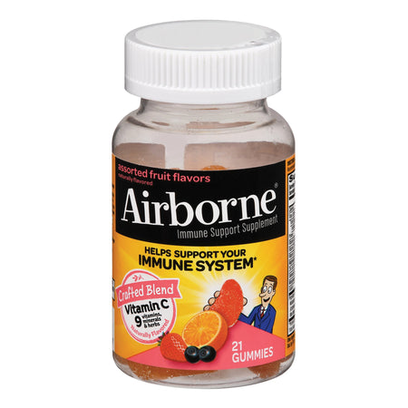 Reckitt Benckiser 64786518572 Airborne Original Immune Support Supplement Gummies, Assorted Fruit Flavors