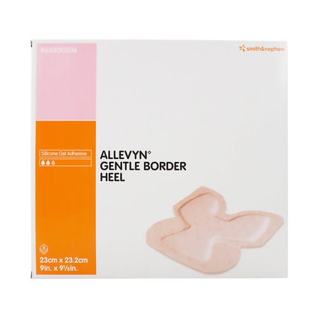 Smith & Nephew 66800506 Allevyn Gentle Border Heel Foam Dressing, 23 x 23.2 Centimeters