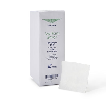 McKesson 40-34 Cypress Nonwoven Sponge, 3 x 3 Inch, 4-Ply