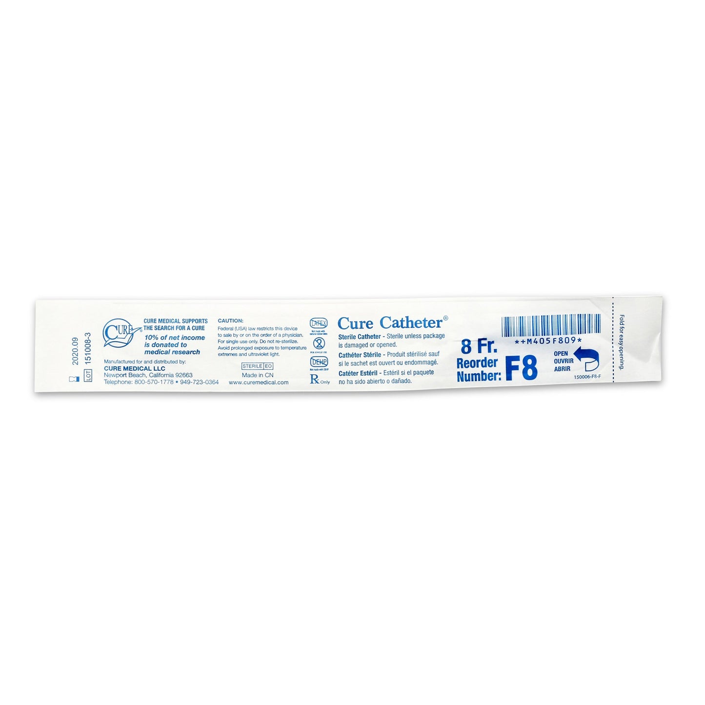 Cure Catheter™ Urethral Catheter, 8 Fr., Female, Straight