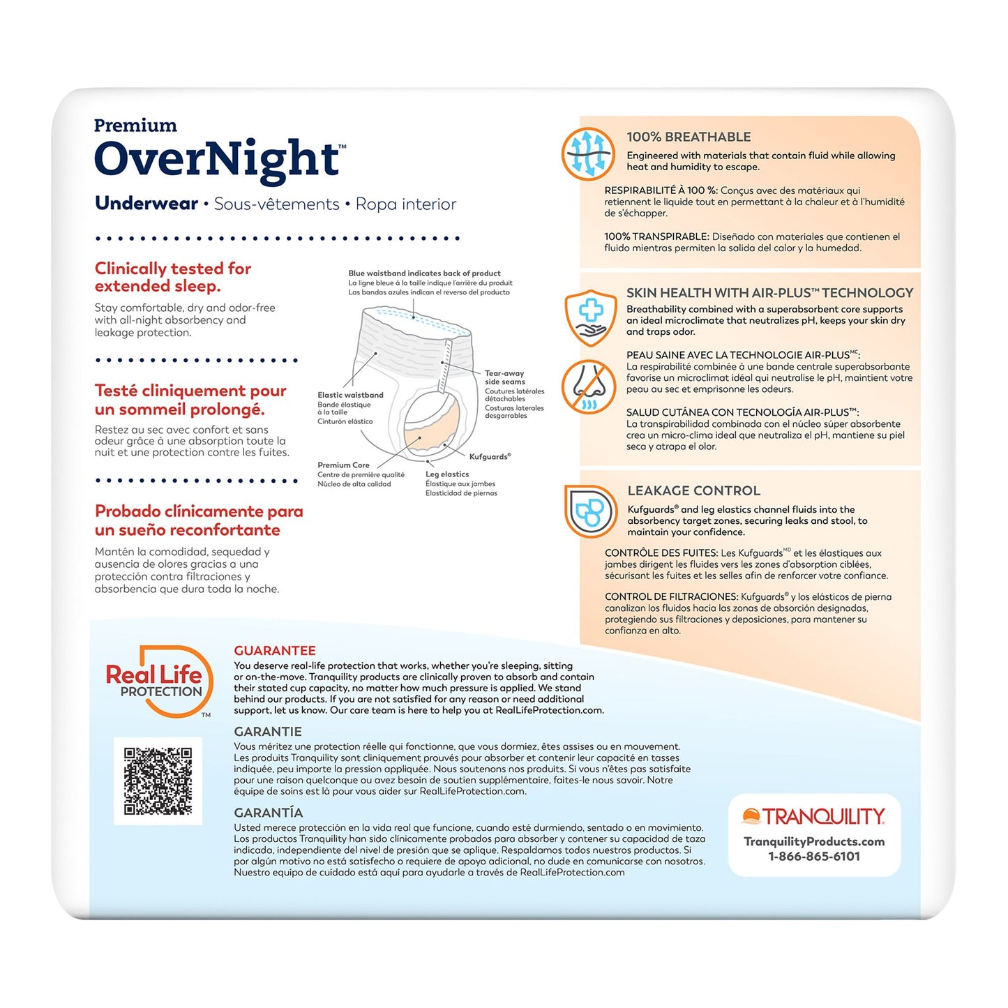 Tranquility 2115 Premium OverNight Disposable Absorbent Underwear, Medium