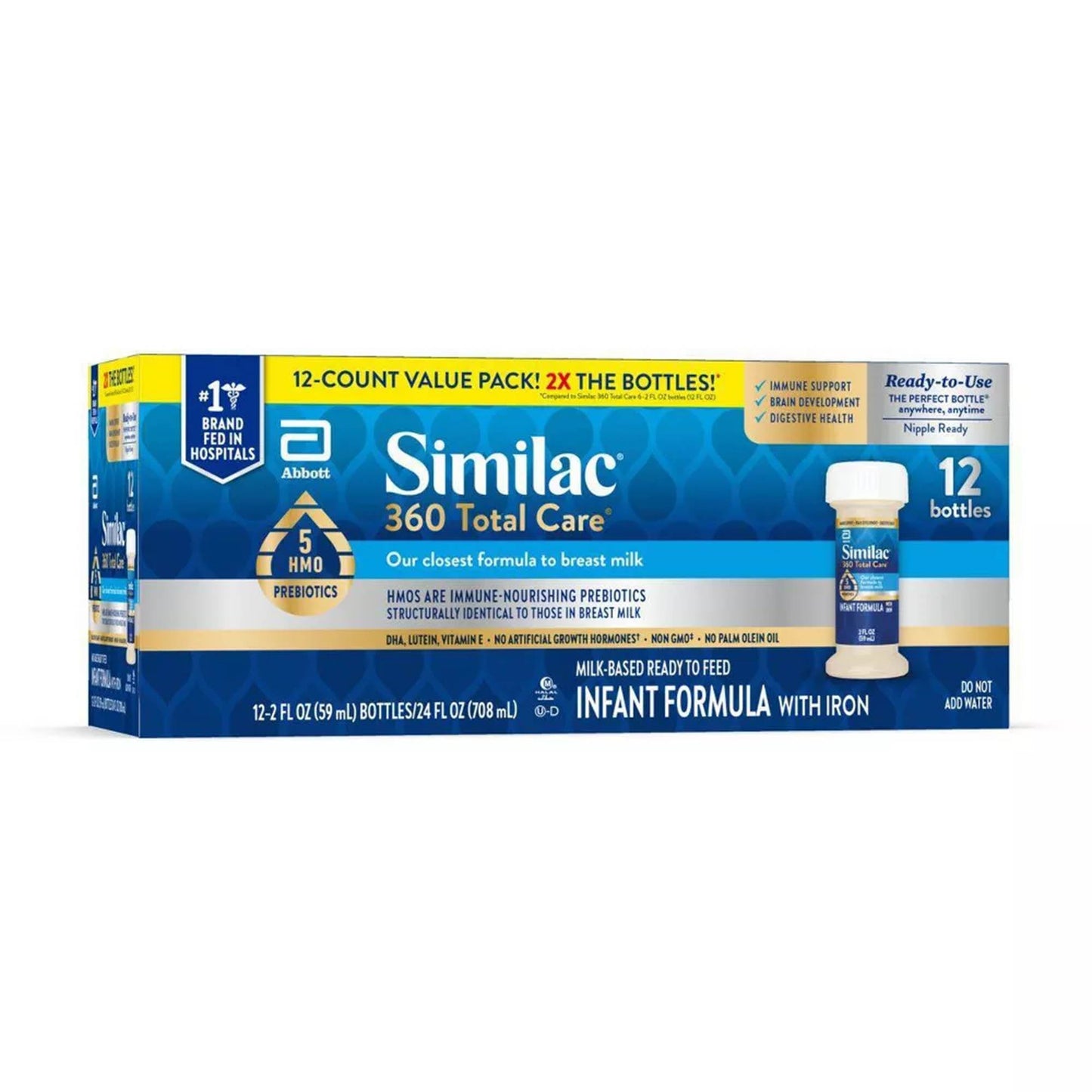 Infant Formula Similac® 360 Total Care® Unflavored 2 oz. Bottle Liquid Iron
