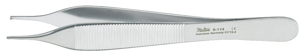 Tissue Forceps Miltex® Hudson-Ewald 4-3/4 Inch Length OR / Surgical Grade German Stainless Steel NonSterile NonLocking Thumb Handle Straight 1 X 2 Teeth