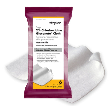 Sage 9717 2% CHG Preoperative Skin Prep Wipe, 7.5 x 7.5 Inch