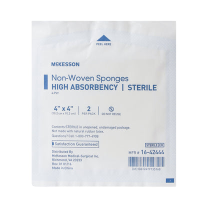 McKesson Sterile Nonwoven Sponge, 4 x 4 Inch, 4-Ply