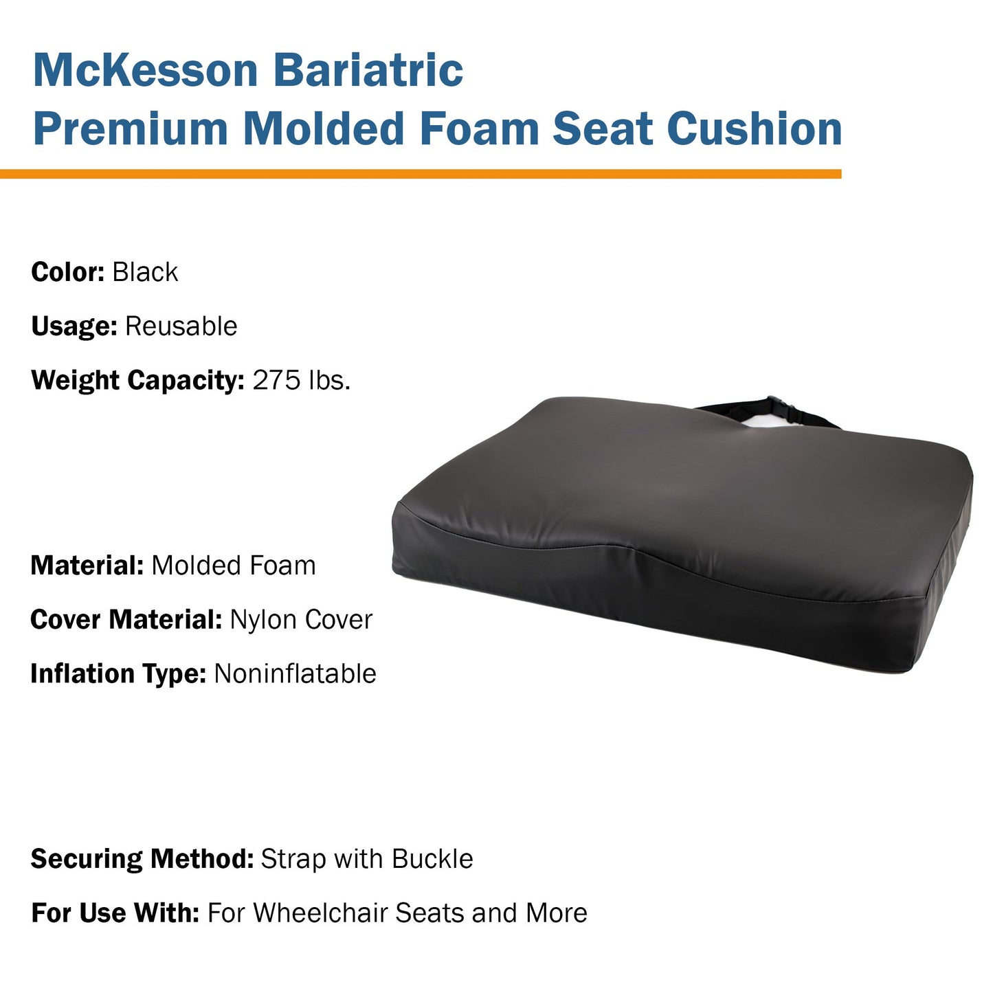 McKesson Premium Molded Foam Seat Cushion, 24 x 18 x 3 Inch