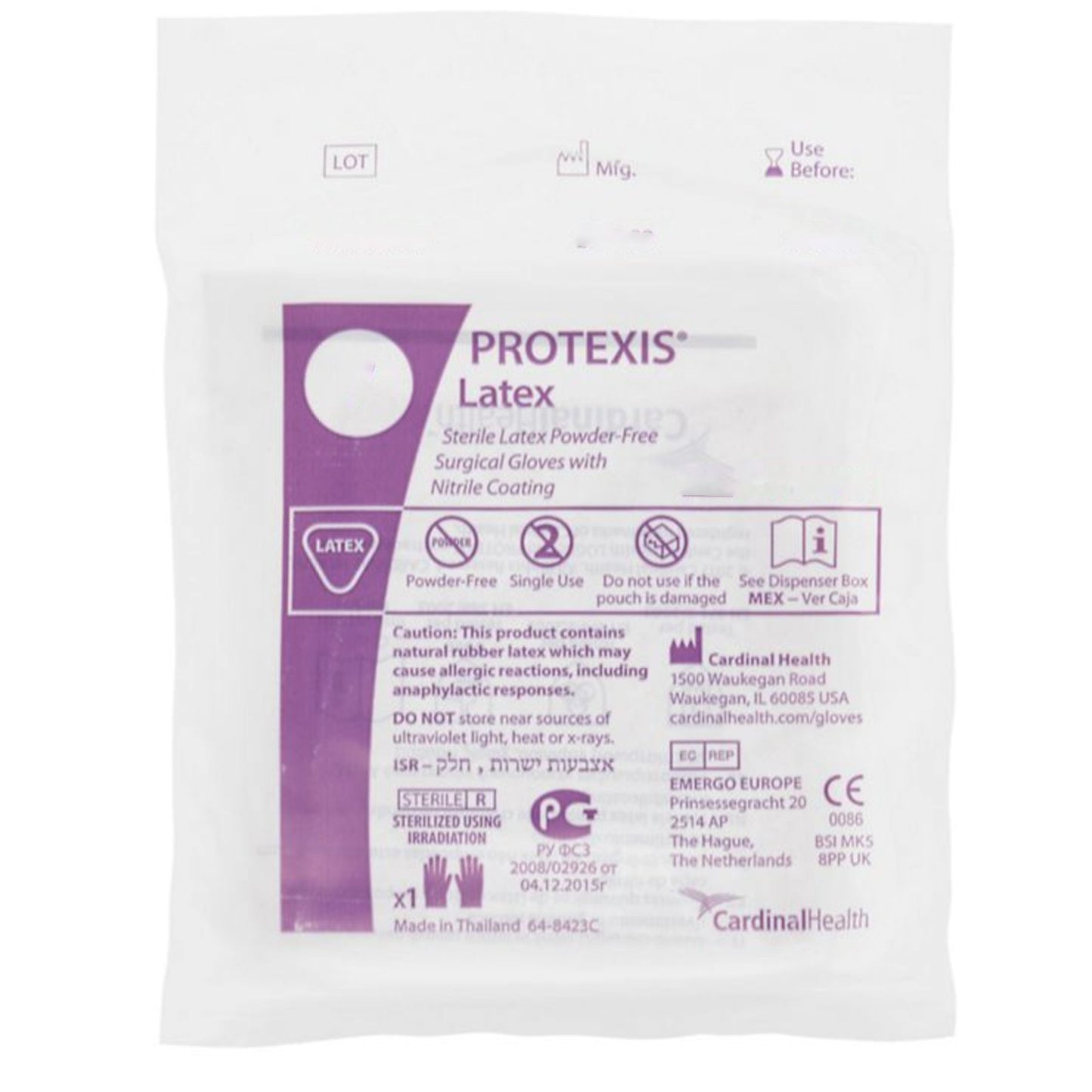 Cardinal 2D72NS65X Protexis™ Latex Surgical Gloves with Nitrile Coating, Size 6.5, Light Brown