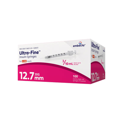 Standard Insulin Syringe with Needle Ultra-Fine™ 0.3 mL 1/2 Inch 30 Gauge NonSafety Regular Wall