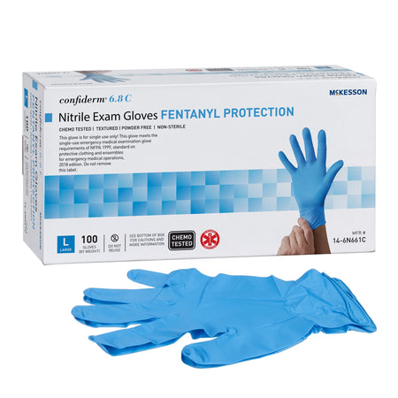 McKesson 14-6N661C Confiderm 6.8C Nitrile Exam Glove, Large, Blue