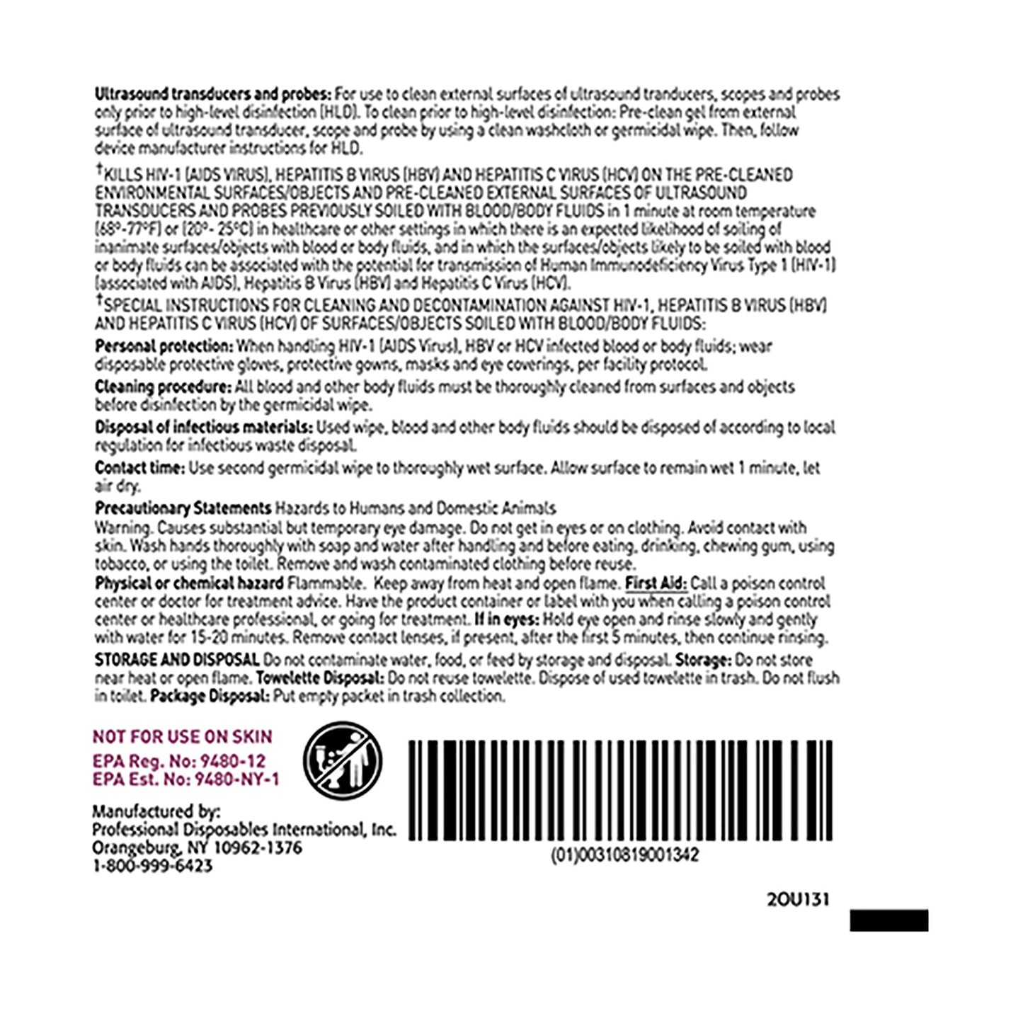 Sani-Cloth® Prime Extra Large Germicidal Disinfectant Wipes, 11.5 x 11.75 Inch
