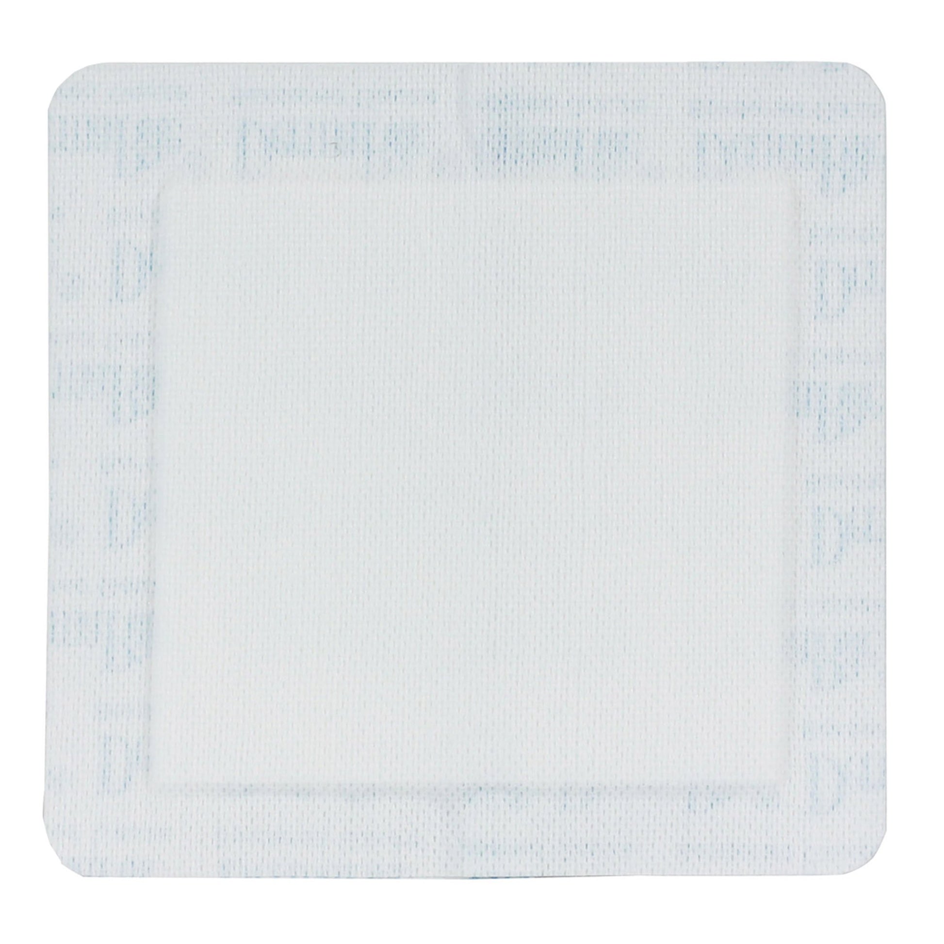 An individual DermaRite 00262E sterile island border gauze dressing with a 4x4 inch adhesive patch.