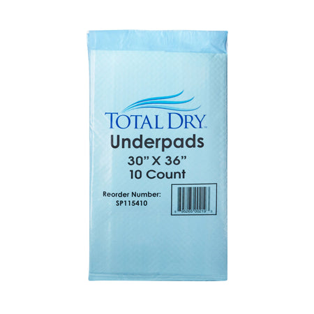 Secure Personal Care SP115410 TotalDry Incontinence Underpads, Heavy Absorbency, Blue