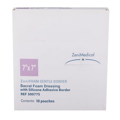 Foam Dressing Zenifoam Gentle Border 7 X 7 Inch With Border Waterproof Backing Silicone Face and Border Sacral Sterile