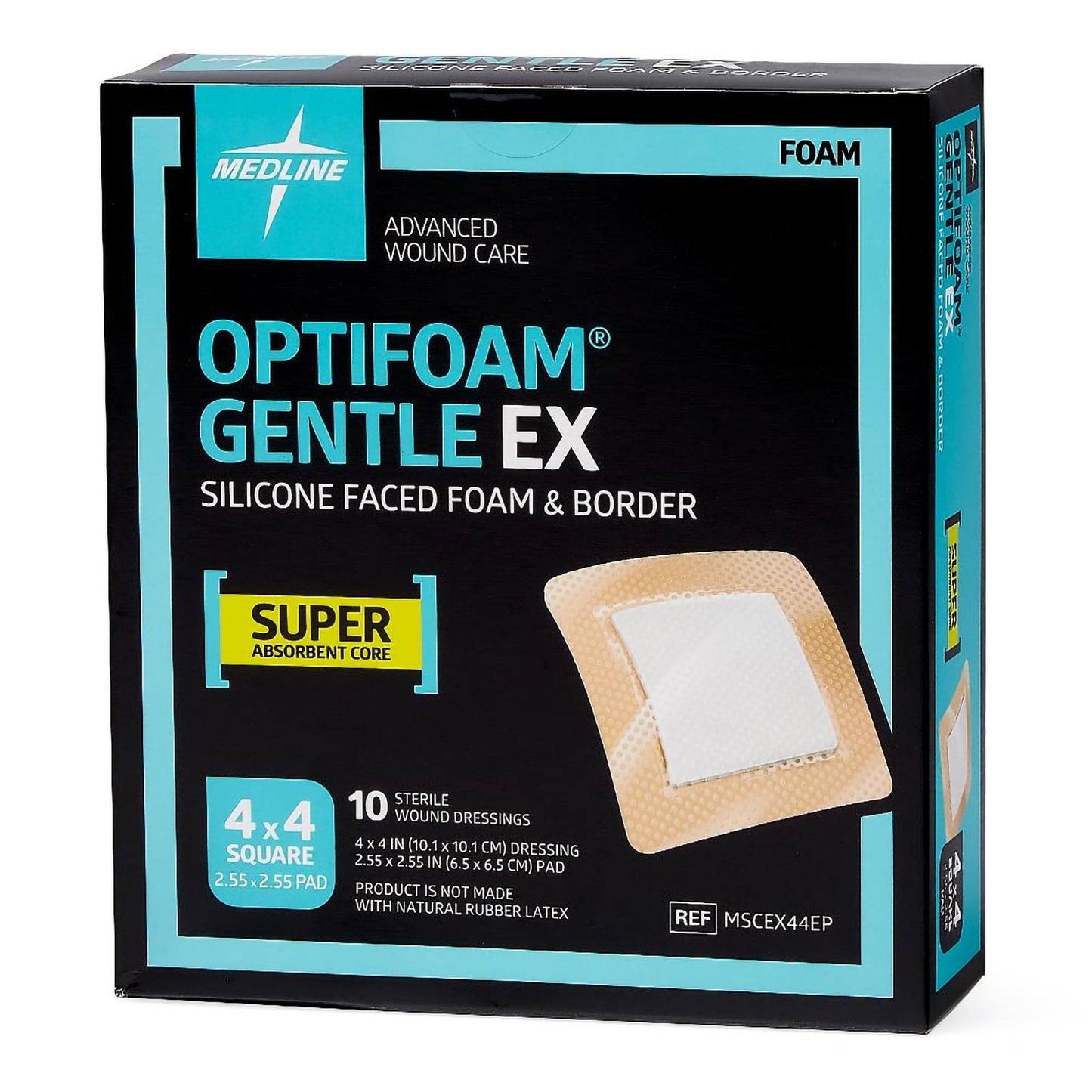 Foam Dressing Optifoam® Gentle EX 4 X 4 Inch With Border Waterproof Backing Silicone Face and Border Square Sterile