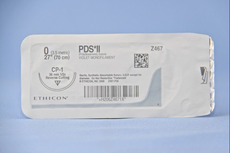 Ethicon Z467H Absorbable Suture with Needle PDS™ II Polydioxanone CP-1 1/2 Circle Reverse Cutting Needle Size 0 Monofilament