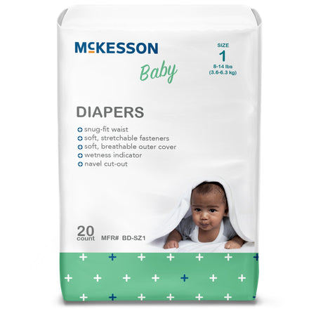 McKesson 1144474 Baby Diapers, Size 1, Kid Design