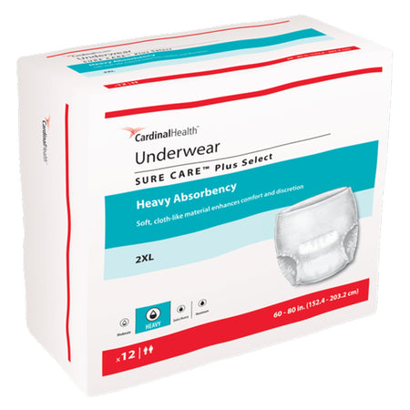 Cardinal 1560P Sure Care Plus Heavy Absorbent Underwear, 2X-Large