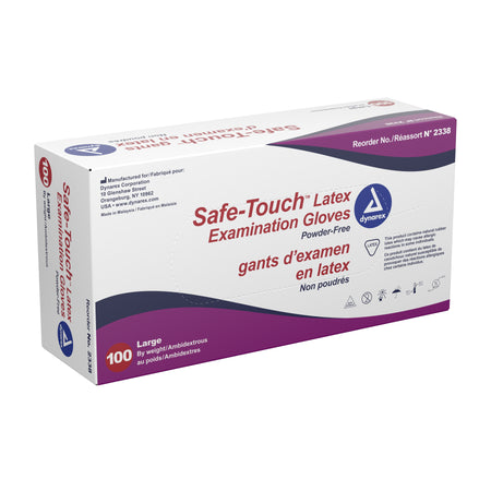 Dynarex 2338 Safe-Touch Latex Exam Glove, Large, Ivory