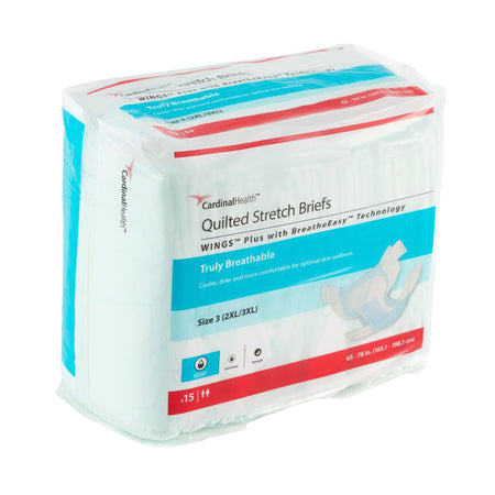 Cardinal 66093 Wings Plus Incontinence Brief, Size 3 / X-Large, White, Heavy Absorbency