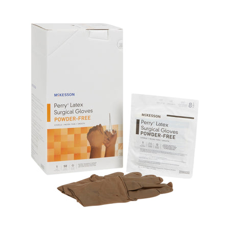 McKesson 20-1385N Perry Latex Surgical Glove, Size 8.5, Brown
