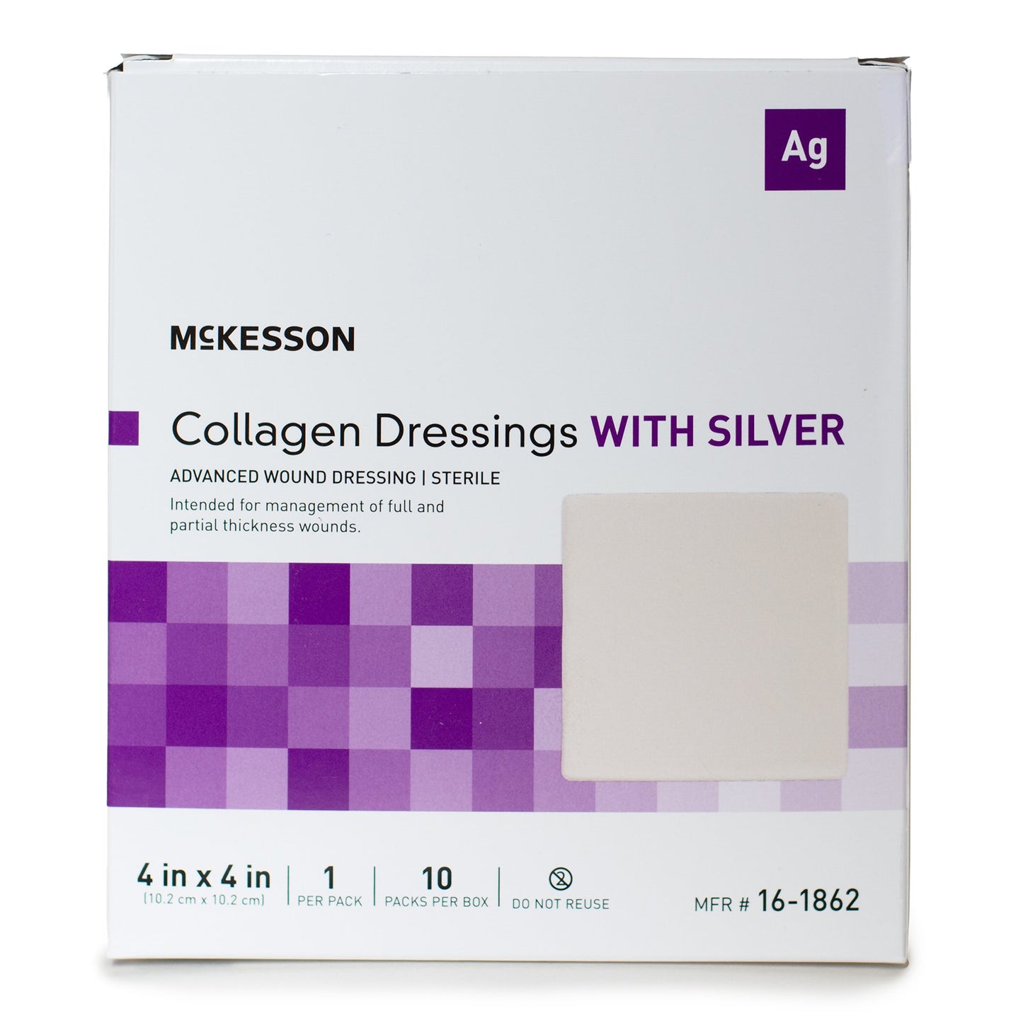 McKesson Silver Collagen Dressing, 4 x 4 Inch