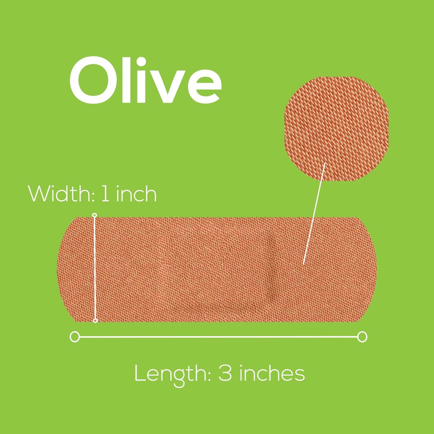 Tru-Colour Skin Tone Shade Fabric Bandage Adhesive Strips – Olive, 1 x 3 Inch