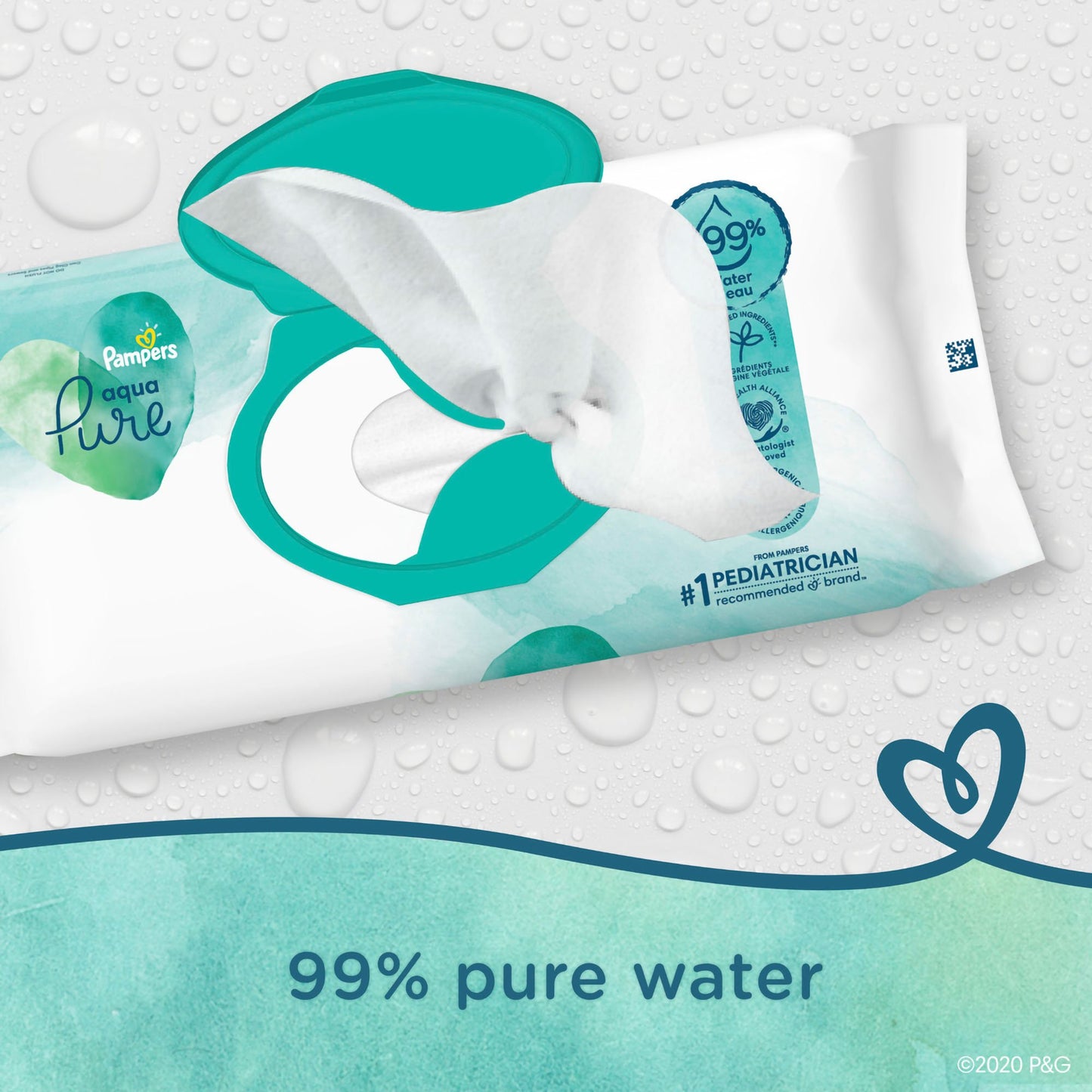 Baby Wipe Pampers® Aqua Pure® Soft Pack Unscented 56 Count