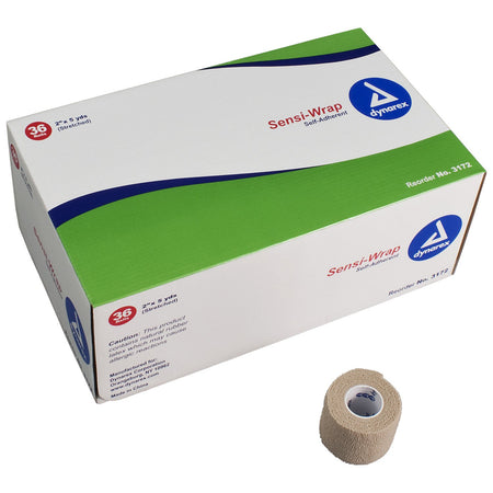 Dynarex 3172 Sensi-Wrap Self-adherent Closure Cohesive Bandage, 2 Inch x 5 Yard