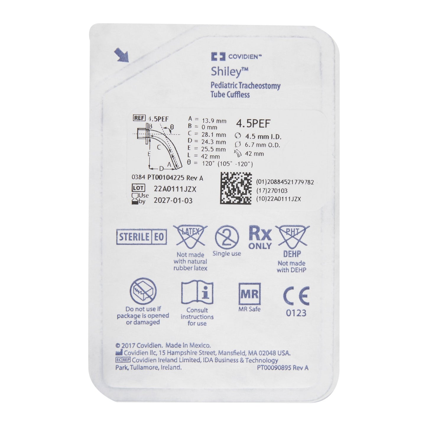 Uncuffed Tracheostomy Tube Shiley™ Size 4.5 Pediatric