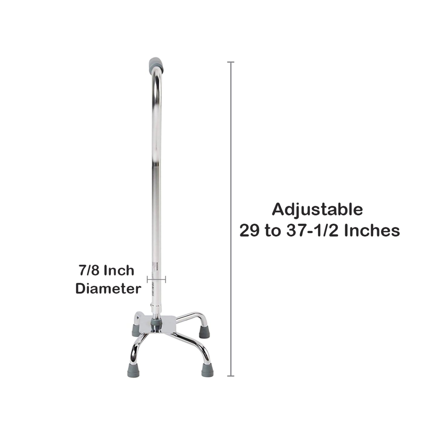 McKesson Steel Chrome Offset Quad Cane, 29 – 37½ Inch