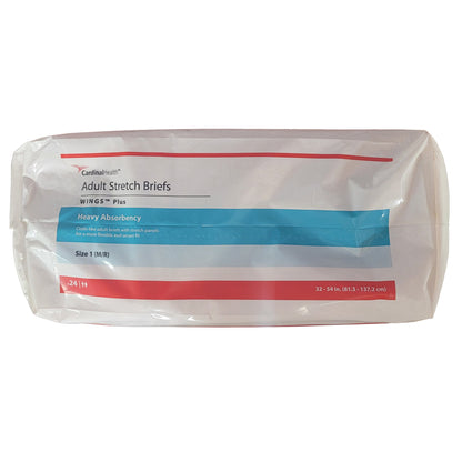 Wings™ Plus Quilted Stretch Heavy Absorbency Incontinence Briefs, Size 1