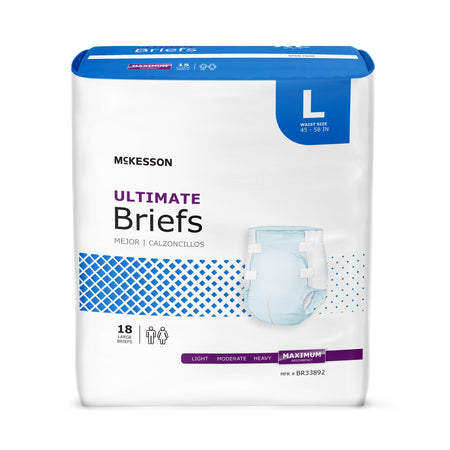 McKesson BR33892 Ultimate Heavy Absorbency Incontinence Brief, Large
