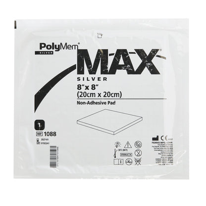PolyMem® Max Silver Foam Dressing, 8 x 8 Inch