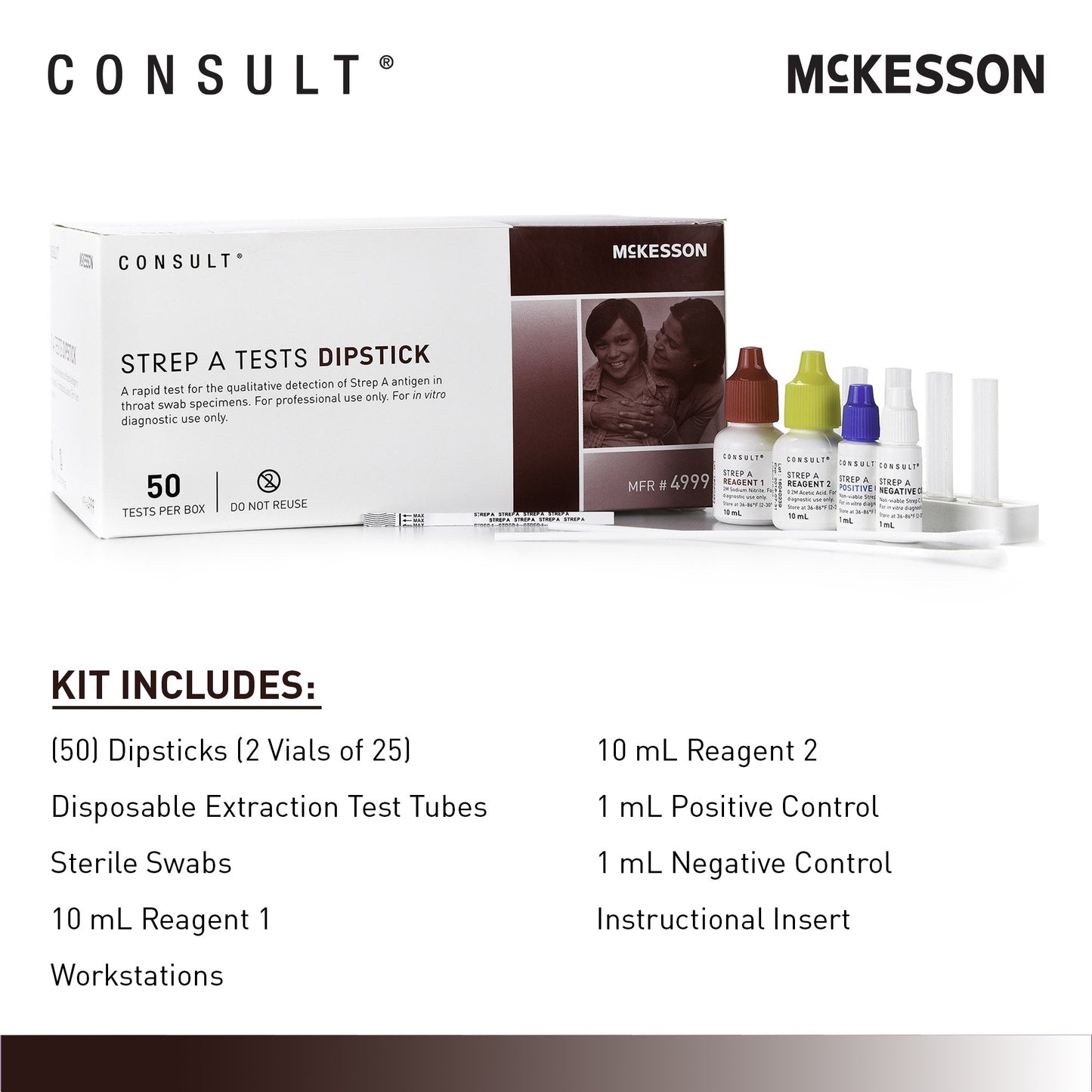 McKesson Consult™ 4999 Strep A Infectious Disease Immunoassay Respiratory Test Kit