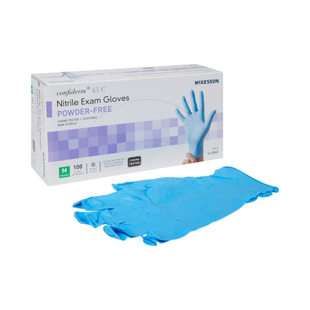 McKesson 14-656C Confiderm 4.5C Nitrile Exam Glove, Medium, Blue