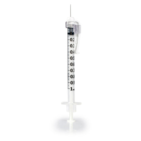 McKesson 306620 Prevent SG Safety Tuberculin Syringe with Needle, 27 Gauge, 1/2 Inch