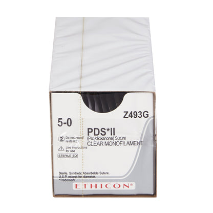 Ethicon Z493G Absorbable Suture with Needle PDS™ II Polydioxanone P-3 3/8 Circle Precision Reverse Cutting Needle Size 5-0 Monofilament