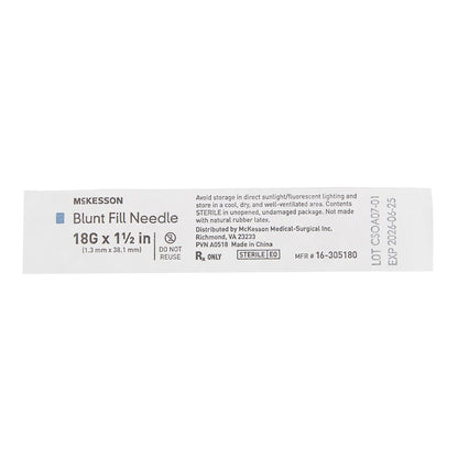 Blunt Fill Needle McKesson 18 Gauge Blunt
