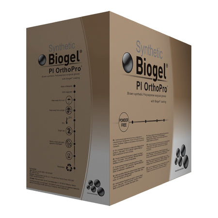 Molnlycke 47680 Biogel PI OrthoPro Polyisoprene Surgical Glove, Size 8, Brown