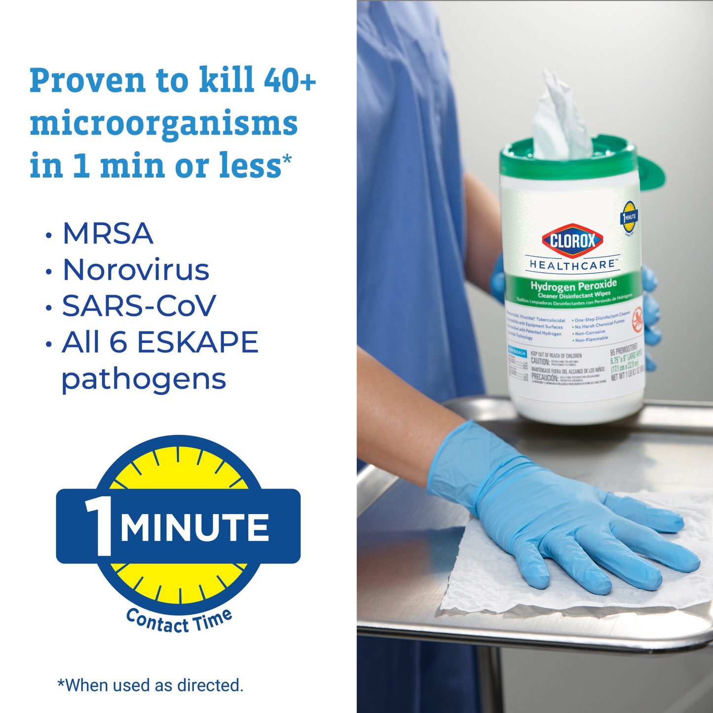 Clorox Healthcare® Hydrogen Peroxide Cleaner Disinfectant Wipes, Canister