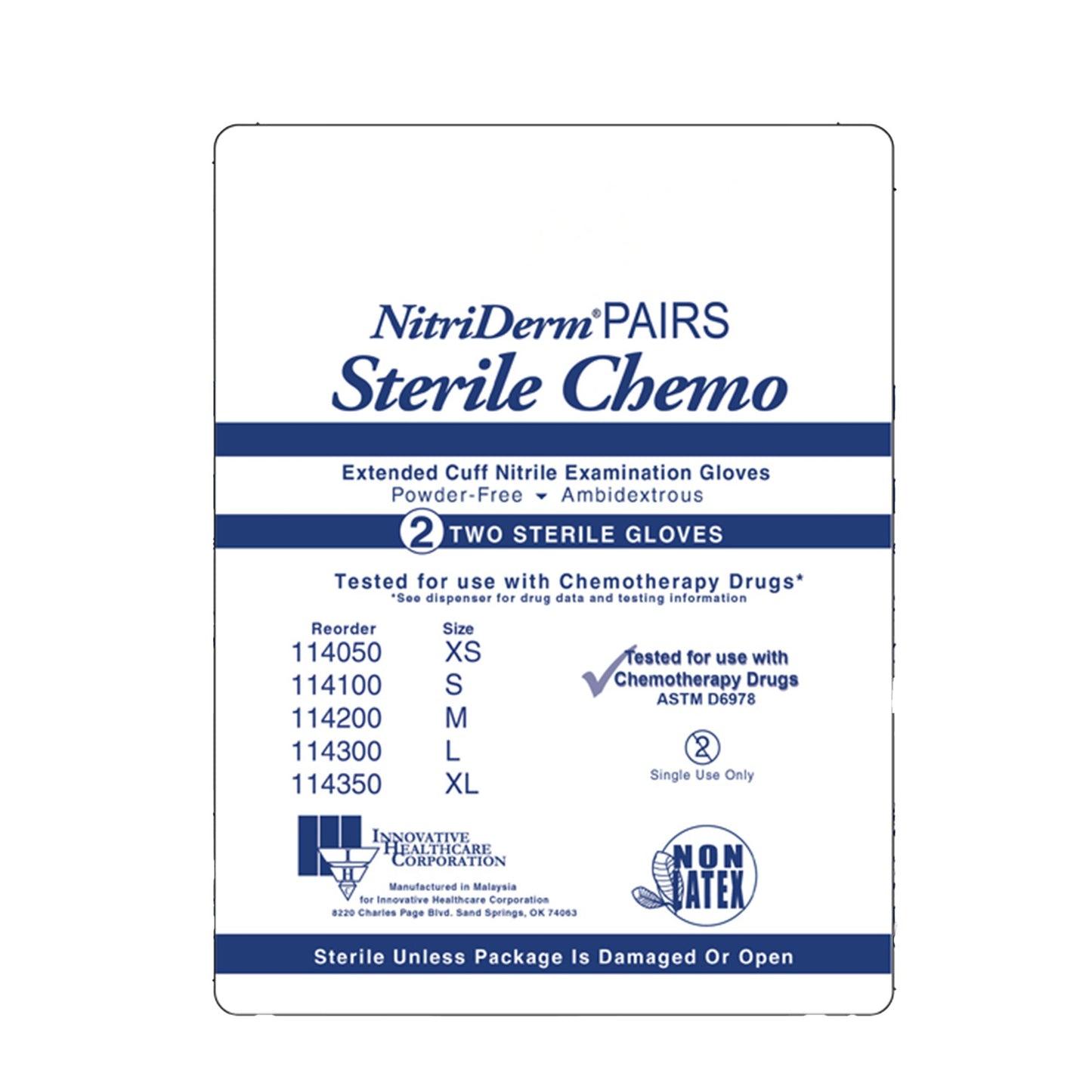 NitriDerm® EC Nitrile Extended Cuff Length Exam Glove, Small, Blue