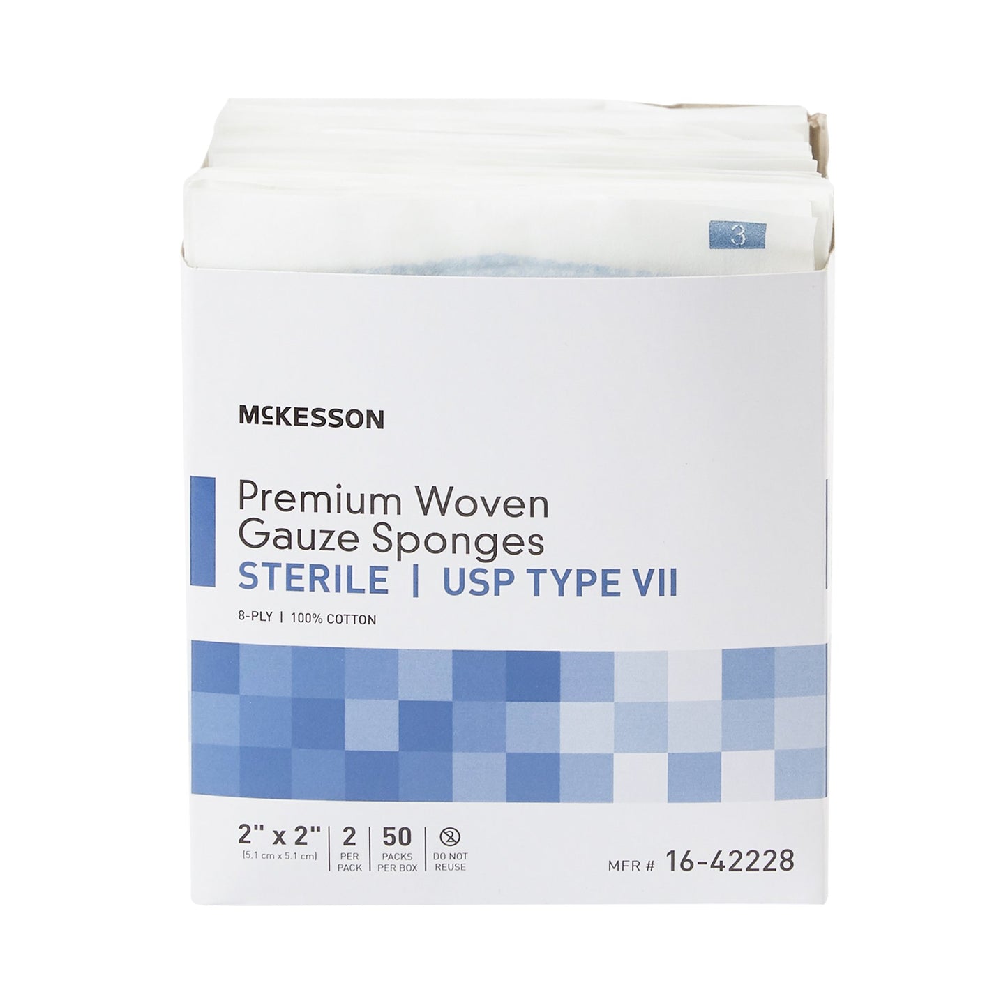 McKesson Sterile USP Type VII Gauze Sponge, 2 x 2 Inch, 8-Ply